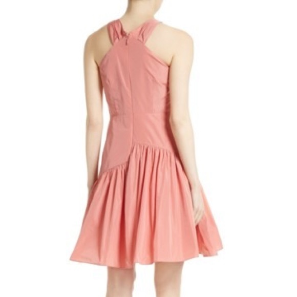 Rebecca Taylor Knot Neck Taffeta Dress coral color - Picture 3 of 8